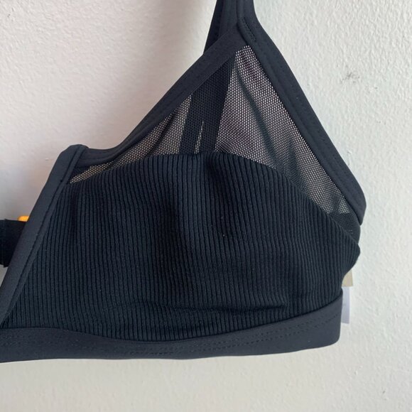 NWOT L*Space Black Ribbed & Mesh Sadie Bikini Top - Picture 9 of 10